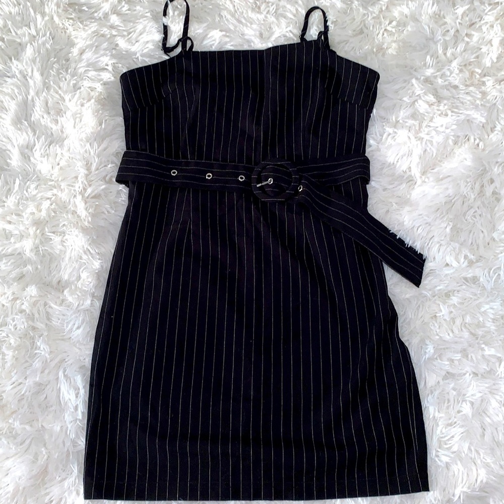 Black and white stripe mini dress